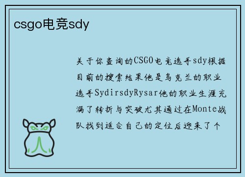 csgo电竞sdy