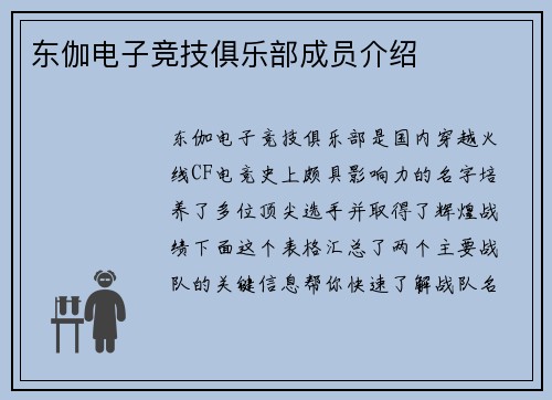 东伽电子竞技俱乐部成员介绍