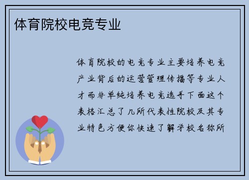 体育院校电竞专业